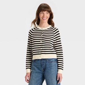 Universal Thread Black and Cream Striped Cardigan